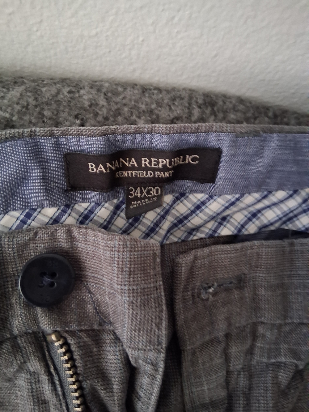 Banana Republic Gray Plaid Kentfield Pants 34x30 - Picture 2 of 2